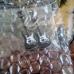 Black/White Guitar Earrings